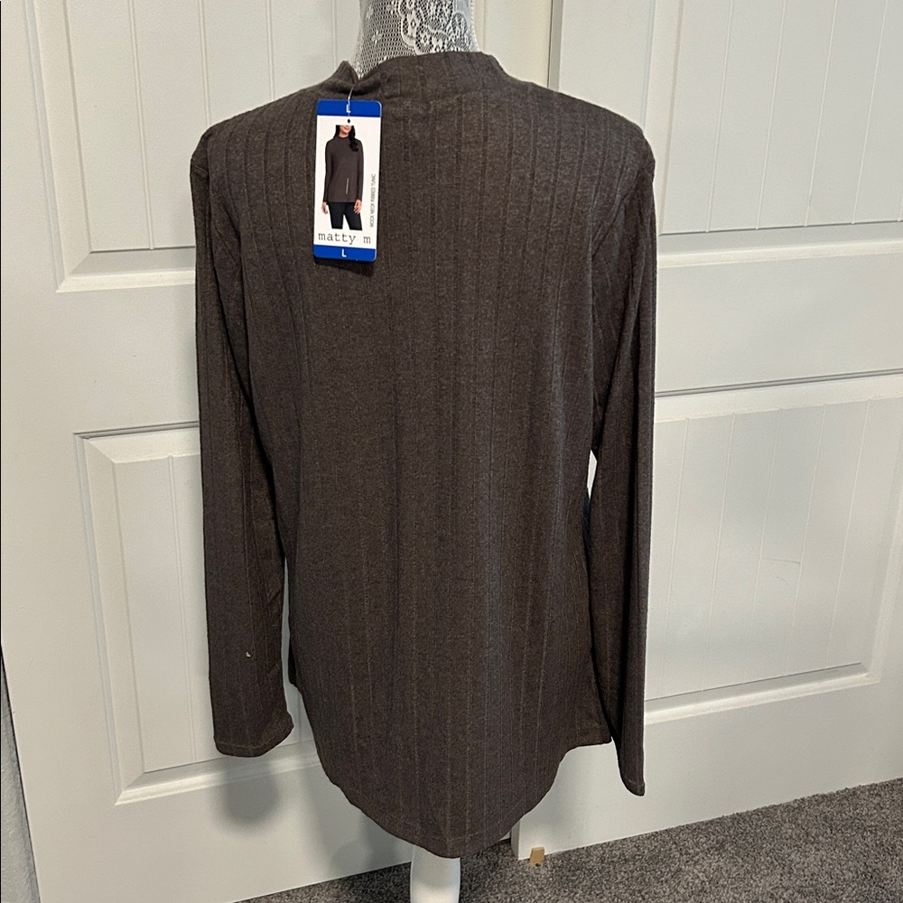 Matty M Ribbed Mock Neck Tunic L - Picture 2 of 5